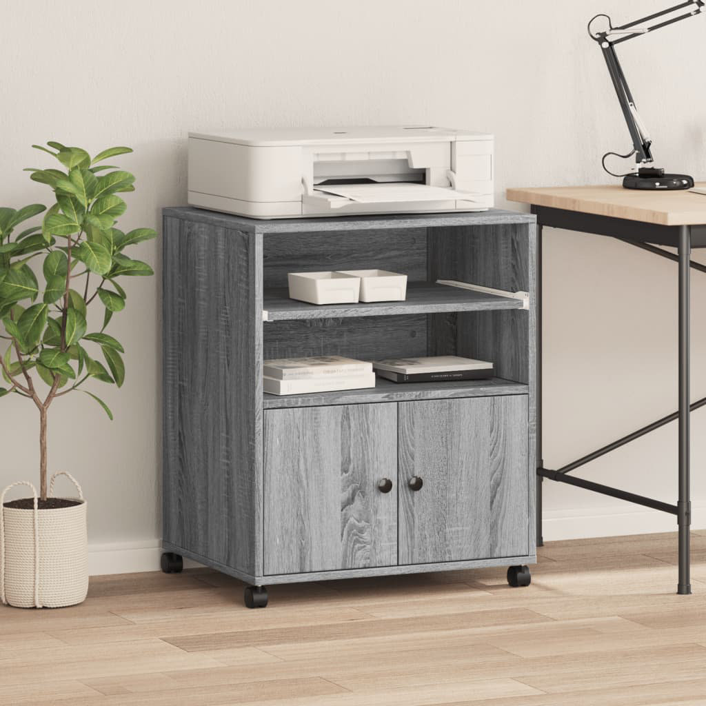vidaXL 74cm H x 60cm W Printer Stand Grey Sonoma 74cm H X 60cm W X 48cm D